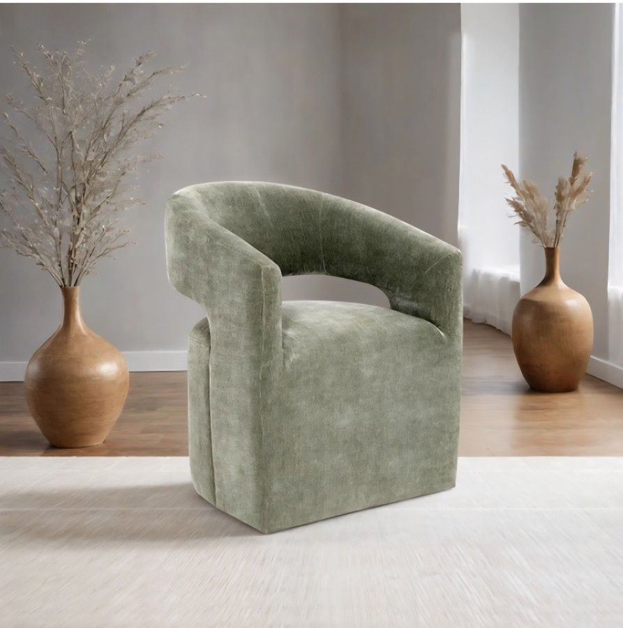 Accebt Chair W Casters Green Fabric, New Especial Price