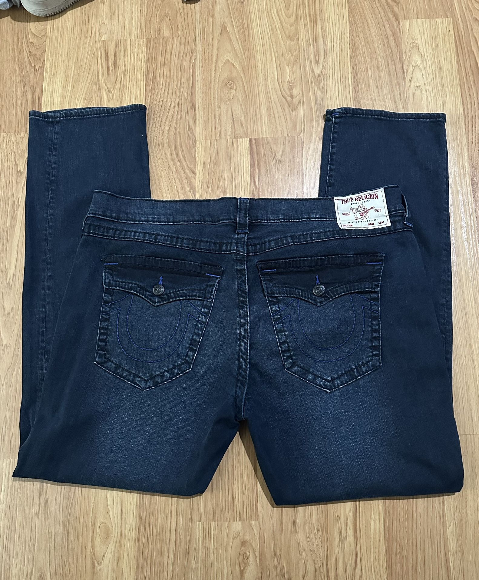 Dark Blue/ Blue Stitching Ricky True Religion Jeans