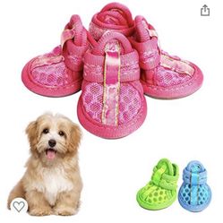 Pink Size 3 Breathable Dog Shoes.