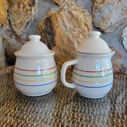 Vintage Rainbow Stripe Sugar/Creamer Set