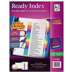 Avery Ready Index Customizable A-Z 26-Tab Table of Contents Multicolor Index Dividers
