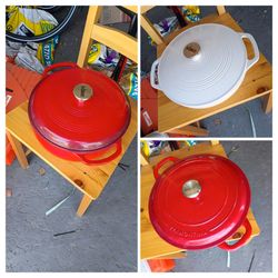 Lot of 3 enameled cast iron pots
