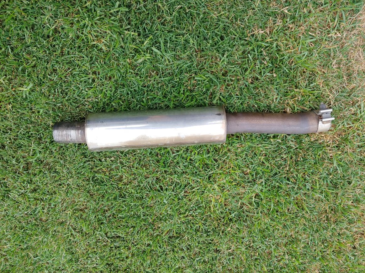 Nissan 350Z OEM muffler with chrome tips and a Borla resonator