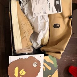 A Bathing Ape Bape Sta Low Suede Heel Beige Men's Limited Edition Sneakers 10