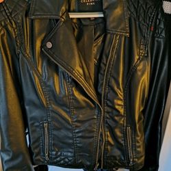 Black Leather Jacket Fitted Nwt