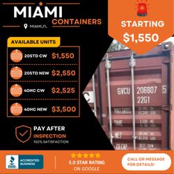 20ft - 40ft Shipping Container available for pickup in Miami