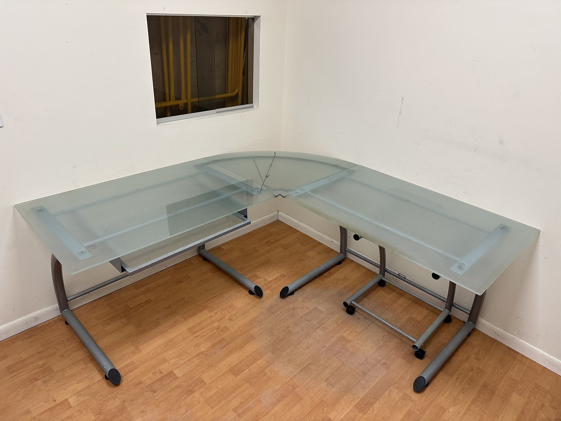 Glass Office Desk L shaped