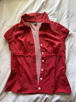 Red polka dot button up