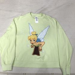 Disney Parks Tinker Bell Pullover Sweatshirt Medium Tink Green Walt Disney World