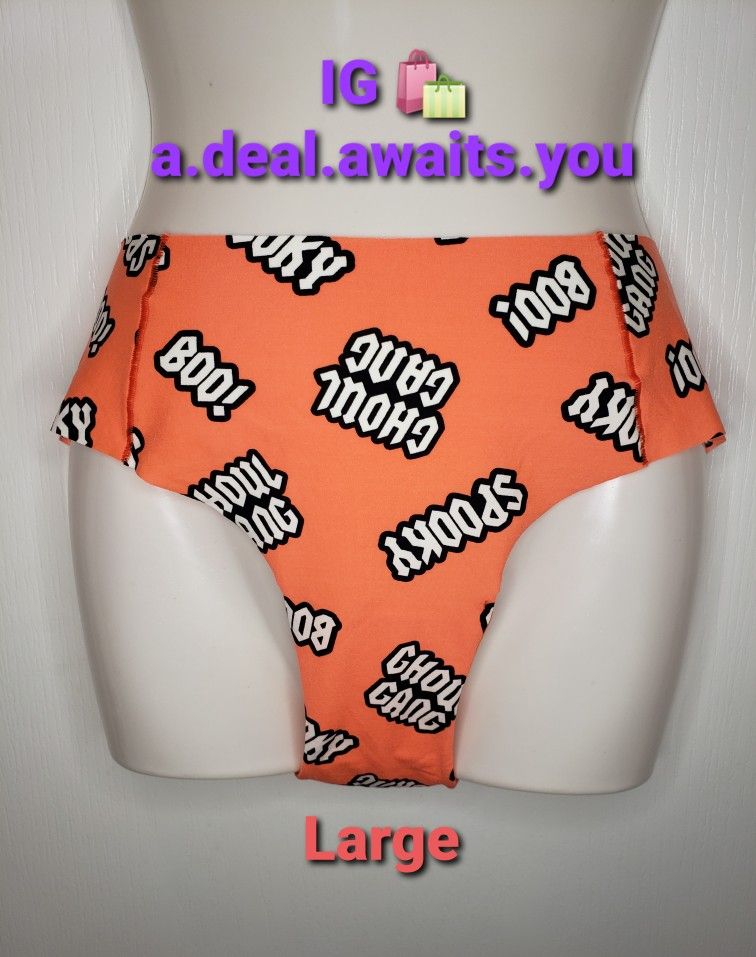 🆕️ 🎃 NWT VS PINK Halloween Spooky Boo! Cheekster No Show any Lines Panty Sz L