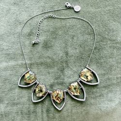 White House Black Market Abalone Statement Necklace