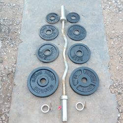 85lbs Olympic Weights+ Curl Bar