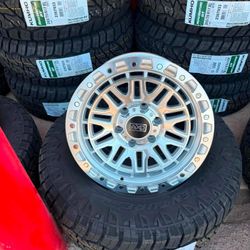 AXD WHEELS 17" SILVER WITH 265 70 17 KUMHO TIRE ALL 4 WHEELS AND TIRES