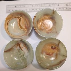 4-In Green Onyx Stone Bowls