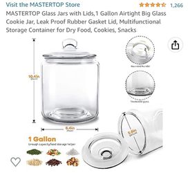 MASTERTOP Glass Jars with Lids,1 Gallon Airtight Big Glass Cookie Jar, Leak  Proof Rubber Gasket Lid, Multifunctional Storage Container for Dry Food, C  for Sale in Phoenix, AZ - OfferUp
