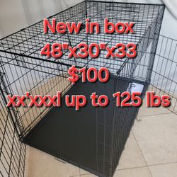 Brand New 48" Xxl'XXL Dog Crate  Up To 125 Lbs 2 Doors With Tray $100  Folding Dog Cage Animal Kennel Jaula De Mascota/ Add A 48" Crate Bed $20 