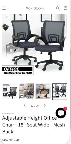 MoNiBloom Office Chair - 18" Seat Wide - Mesh Back
