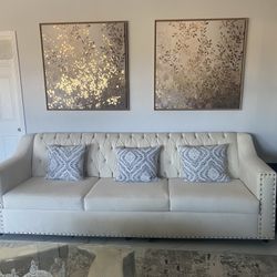 Custom Couch Sofa Set Tufted And Nailhead 