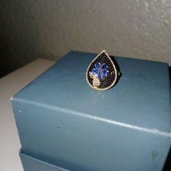 Flower Marcasite Enamel Ring