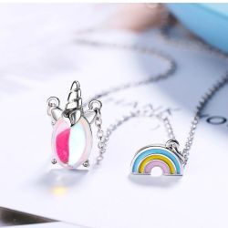 NEW 925 Sterling Silver Moonstone Unicorn Necklace=