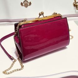 Women’s Handbag in Shiny Dark Raspberry (Brand New)