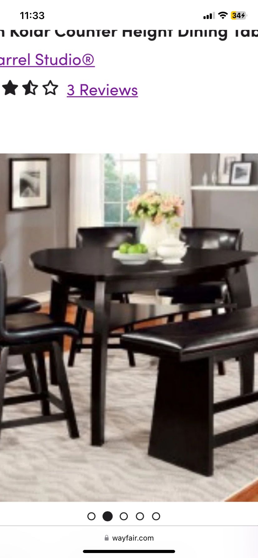 Dark Black/brown Real Wood Kitchen Table