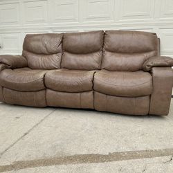 Leather Double Recliner Sofa 