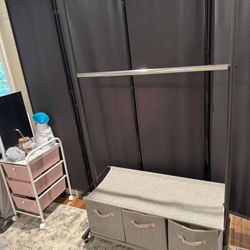 2 Tier Garment Rack With 3 Drawers