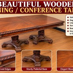 Large Antique Wooden Dining or Conference Table