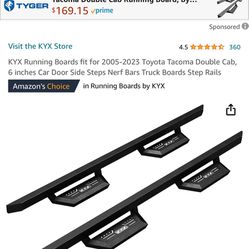 KYX Running Boards fit for 2005-2023 Toyota Tacoma Double Cab, 6 inches Car Door Side Steps Nerf Bars Truck Boards Step Rails