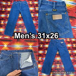 Vintage Wrangler Jeans Mens 31x26 Made In USA Blue Denim Straight