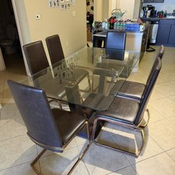 67” Glass Dining Table Set For 6 