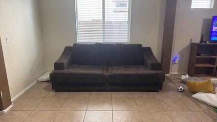Dark Brown Fabric 3-Seat Sofa