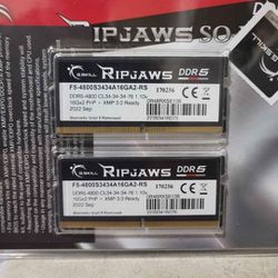 NEW G.Skill RipJaws DDR5 SO-DIMM Series (Intel XMP) 32GB (2 x 16GB) 262-Pin DDR5 4800 CL34-34-34-76