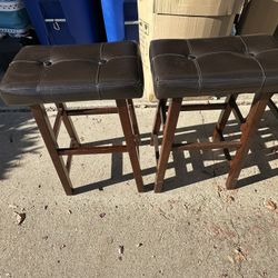 Brown Leather Bar Stools