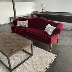 Vintage Red Velvet Couch