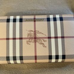 Burberry Haymarket Check Zip Around Wallet