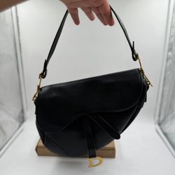 Christian Dior Saddle Bag Black And Gold
