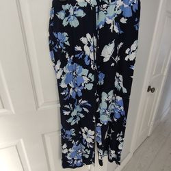 Ellen Tracy women's pants blue flowers (L)