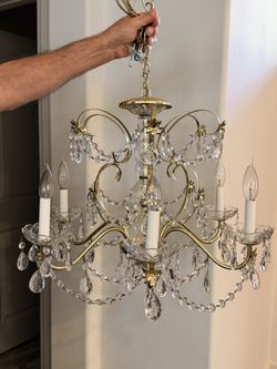 Schonbeck Vintage Crystal Chandelier With Brass
