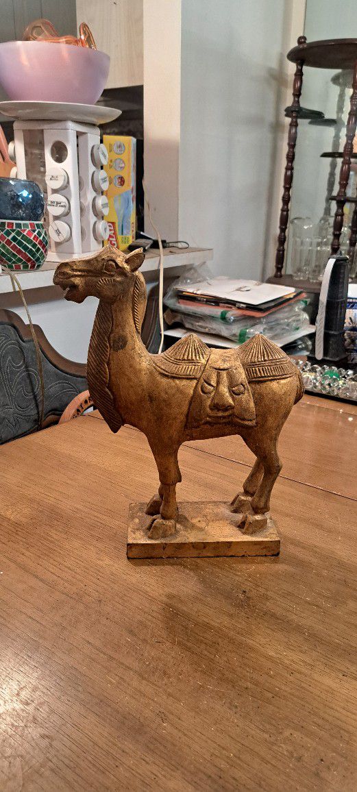 Vintage Large Ceramic Gold Double Hump Bactrian Camel- Sold At Expo For $129.95