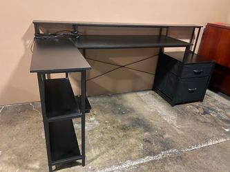 L shape desk with file drawers