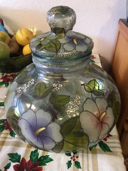Vintage Glass Floral Jar Made in Italy