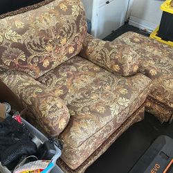 Large Arm Chair With Rolling Ottoman