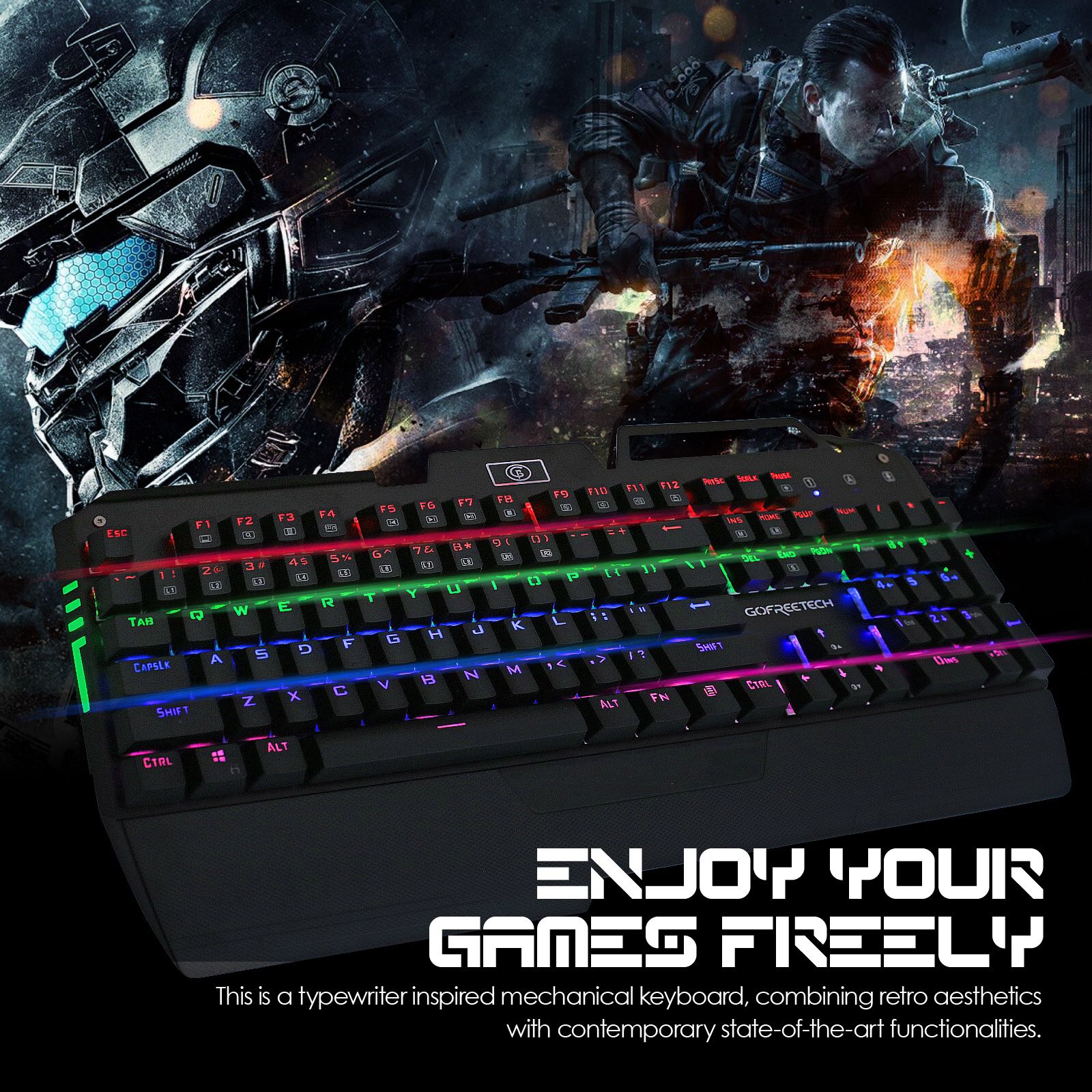 Backlit Computer Keyboard with LED Light-Up Keys for Gaming Professional
