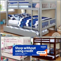 Full Full Twin Grey Bunkbed With Ortho Mattress Included +!