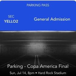 Copa America Finals Yellow Parking Pass