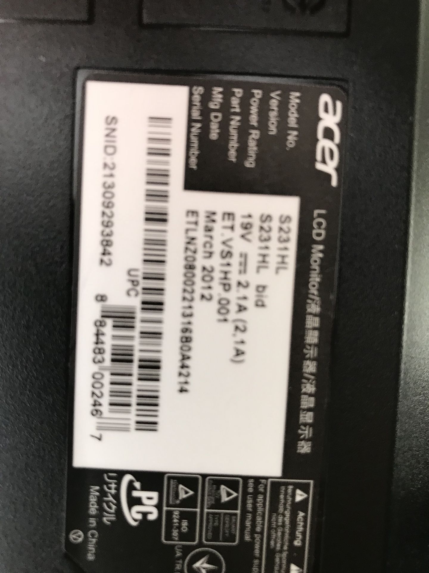 360hz monitor Acer Predator for Sale in Rancho Suey, CA - OfferUp