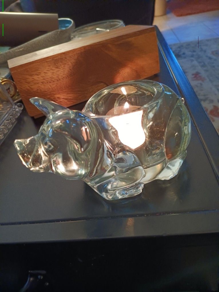 $14 Vintage Pig Indiana Clear Glass Votive Candle Holder. No Chips or Cracks