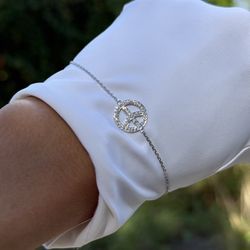 Brand New Certified 18K Solid White Gold AntiWar Genuine Diamonds Convertible Anklet/Bracelet 